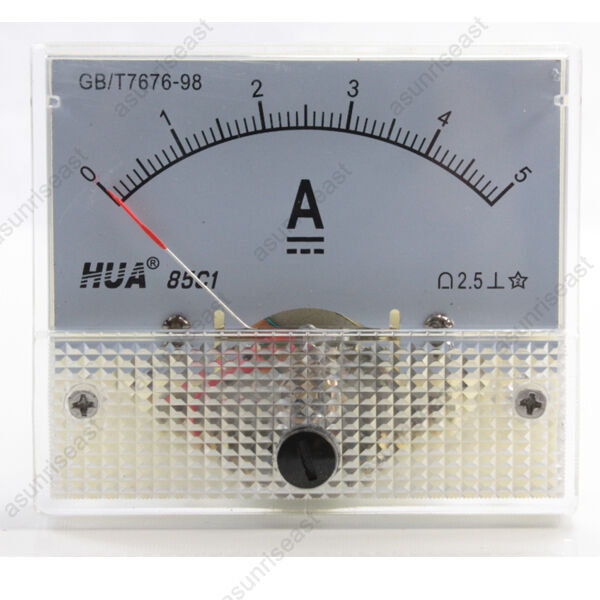 DC 5A Analog Panel AMP Current Meter Ammeter Gauge 85C1 White 0-5A DC