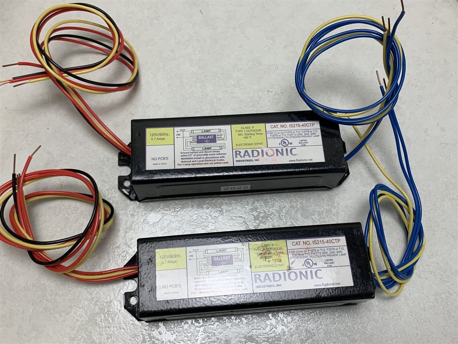 Lot of 2 Radionic NOS  IS215-40CTP 15W-40W T8/T12 Linear Fluorescent Ballast P6