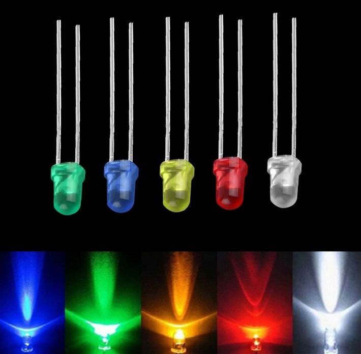 100pcs 3mm White Green Red Blue Yellow LED Light Bulb Emitting Diode Lamps