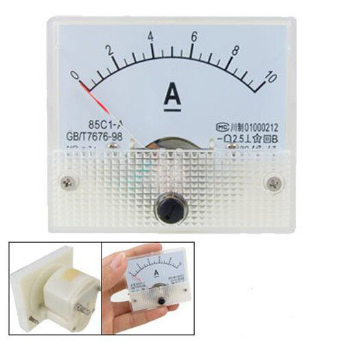 DC10A GB/T7676-98 Analog Panel AMP Current Meter Ammeter Gauge 85C1 White 0-10A