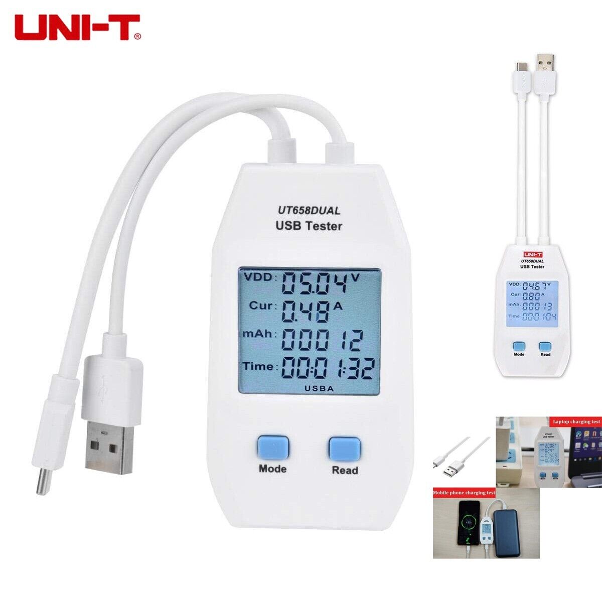 (UT658 Dual) USB Type-C Detector Digital Voltmeter Ammeter Voltage Tester Meter