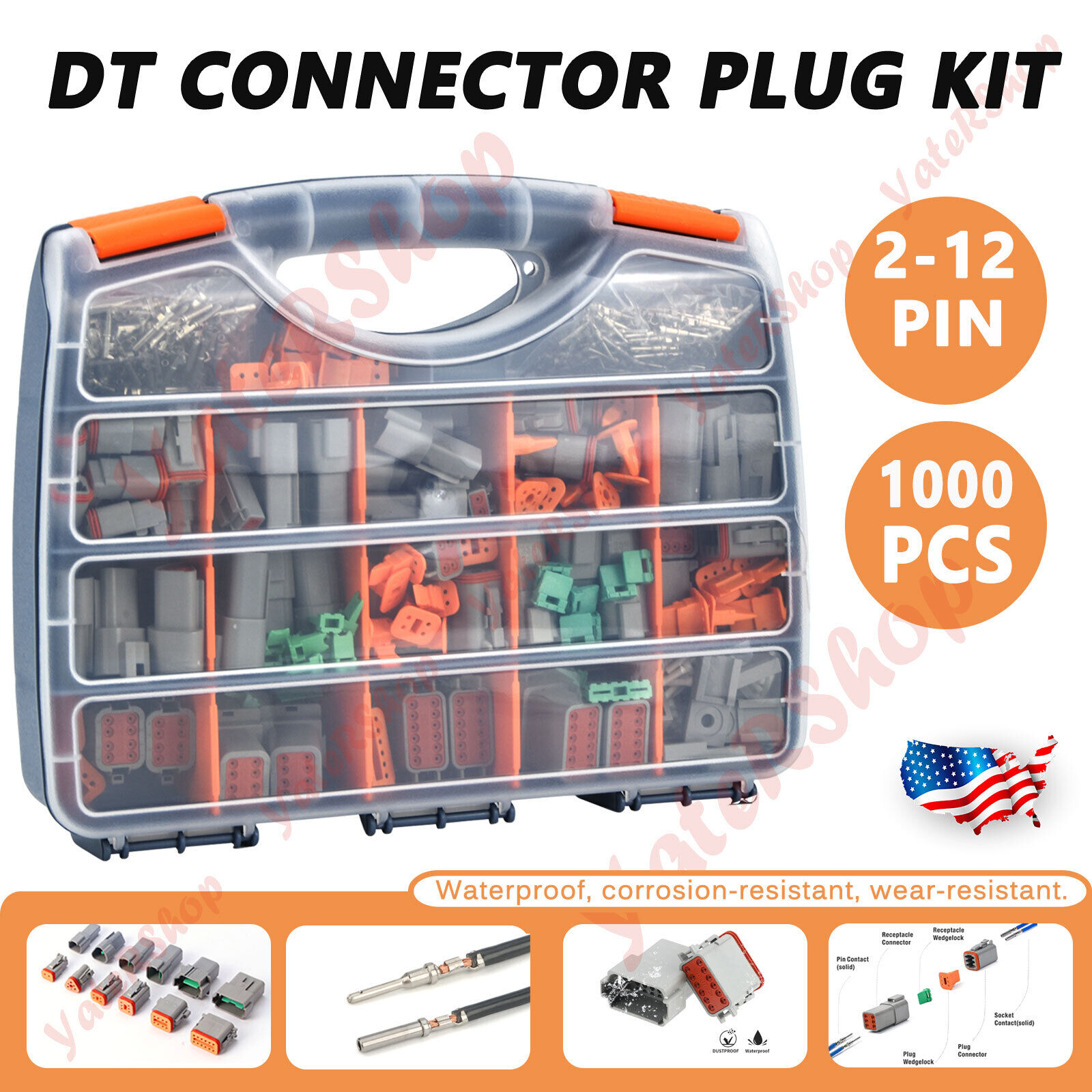 1000PCS Deutsch DT Connector Plug Kit