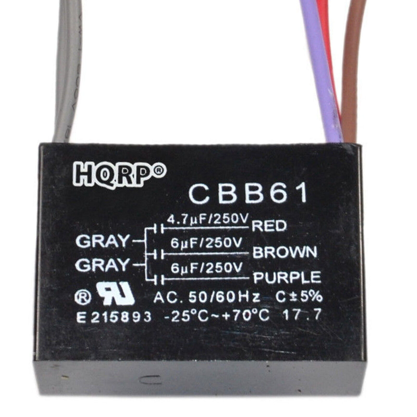 HQRP Motor Capacitor CBB61 4.7uf+6uf+6uf 5-Wire for Harbor Breeze Ceiling Fan