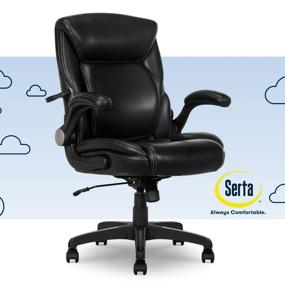 Office Chair Ergonomic Air Lumbar Leather - Comfort and Support Black