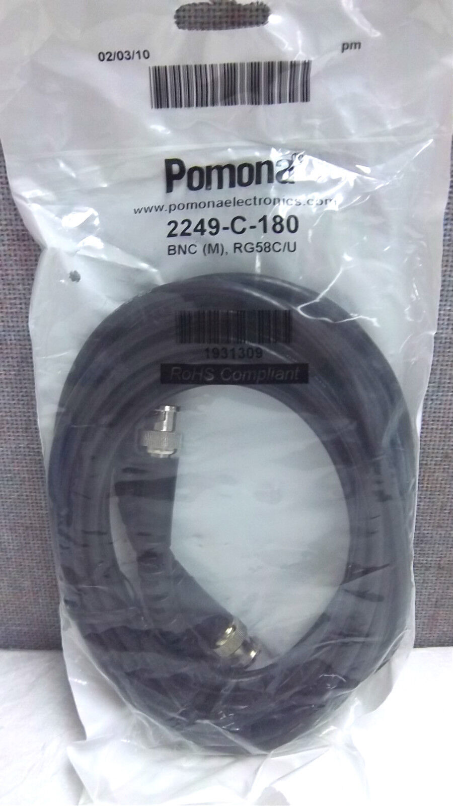 POMONA CABLE ASSEMBLY 2249-C-180 NEW 2249C180