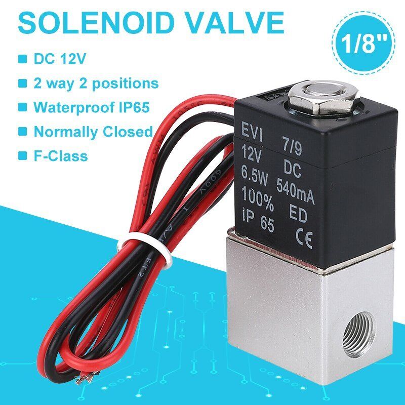 1/8in 12V DC Electric Solenoid Valve Air Gas Water Fuel Normally Closed 2 Way