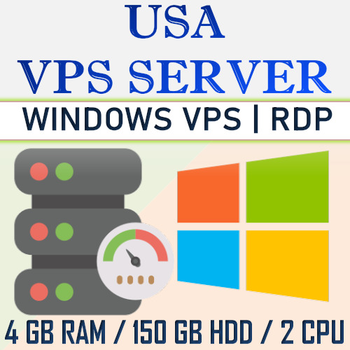RDP Serer |  VPS Server | VPS Hosting 4GB RAM + 150GB HDD