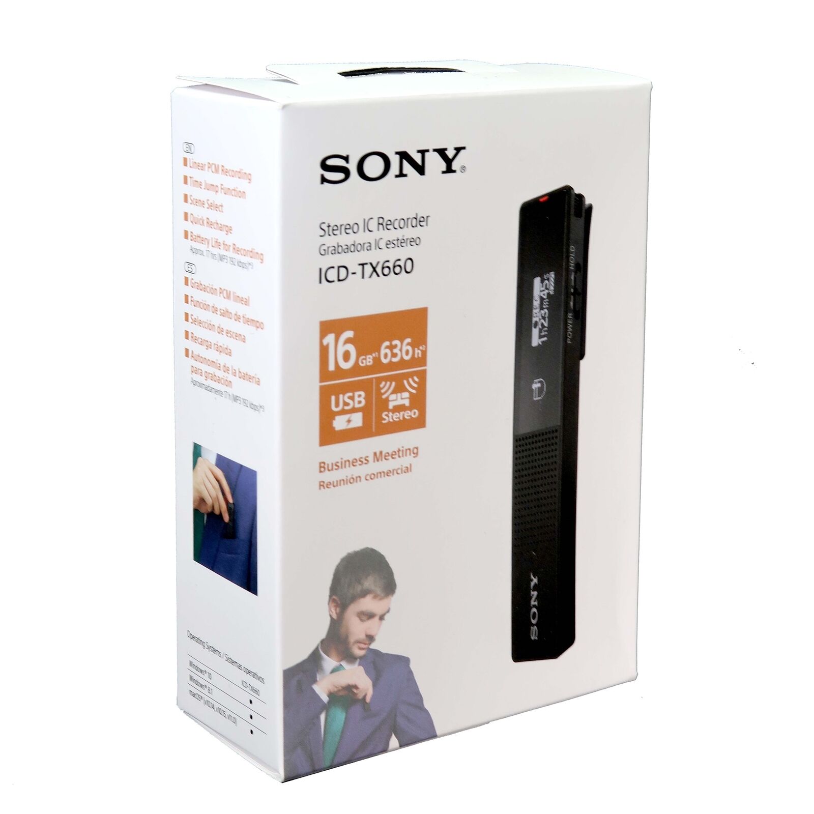 Sony TX660 Digital Stereo IC Voice Recorder 16 GB Built-In Memory