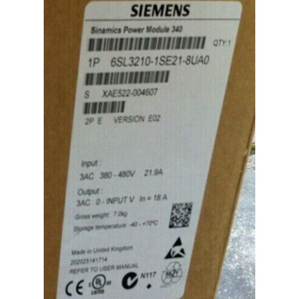 New Siemens 6SL3 210-1SE21-8UA0 6SL3210-1SE21-8UA0 Converter Power Module Sealed