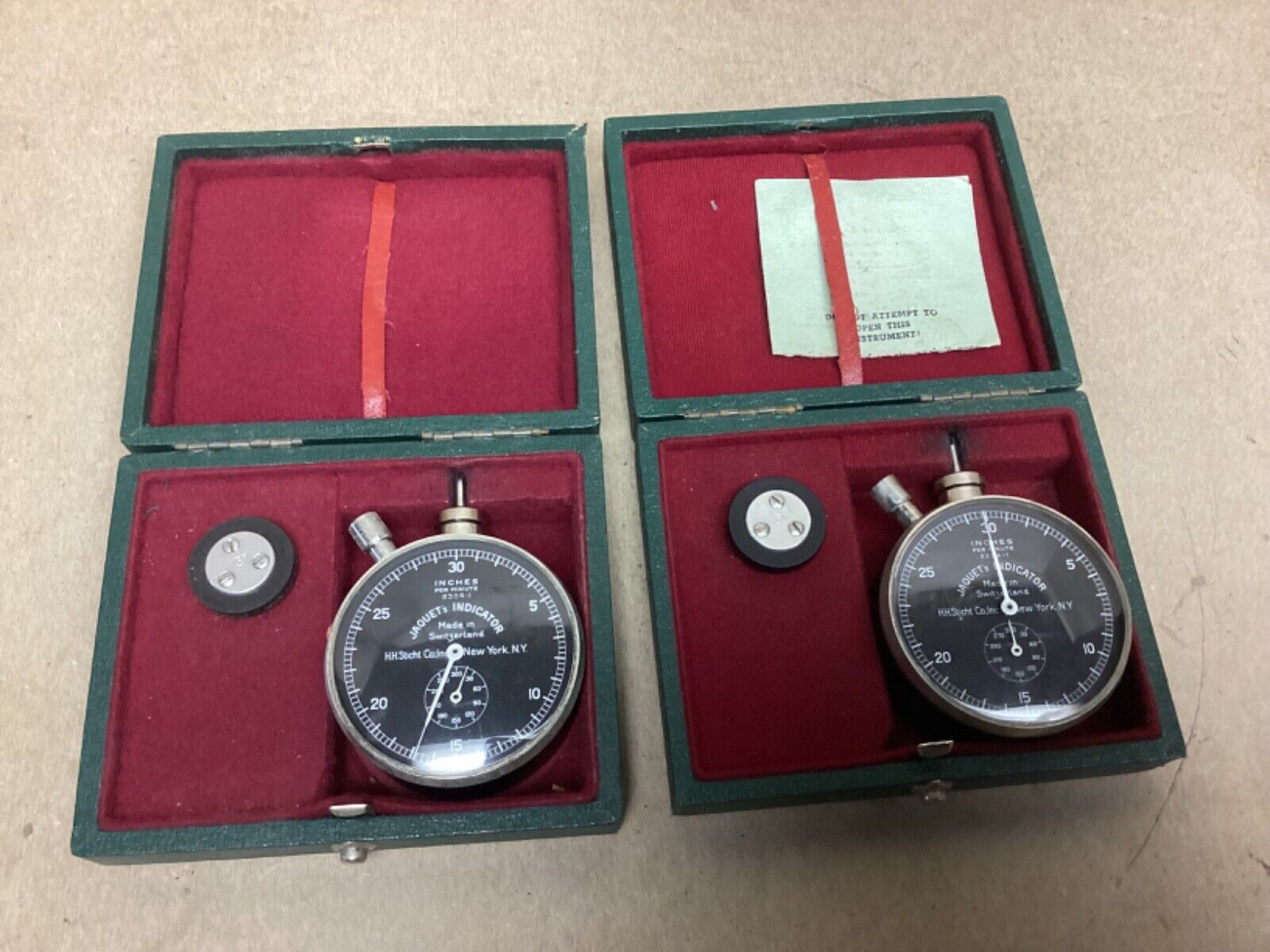 Lot of 2 Swiss made Vintage Herman H. Sticht Co. Jaquet\'s Speed Indicators