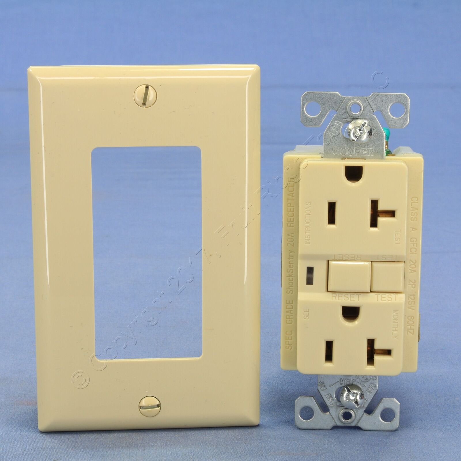Cooper Ivory GFCI Outlet Receptacle with Quick-Connect 5-20R 20A Bulk VGF20BVM
