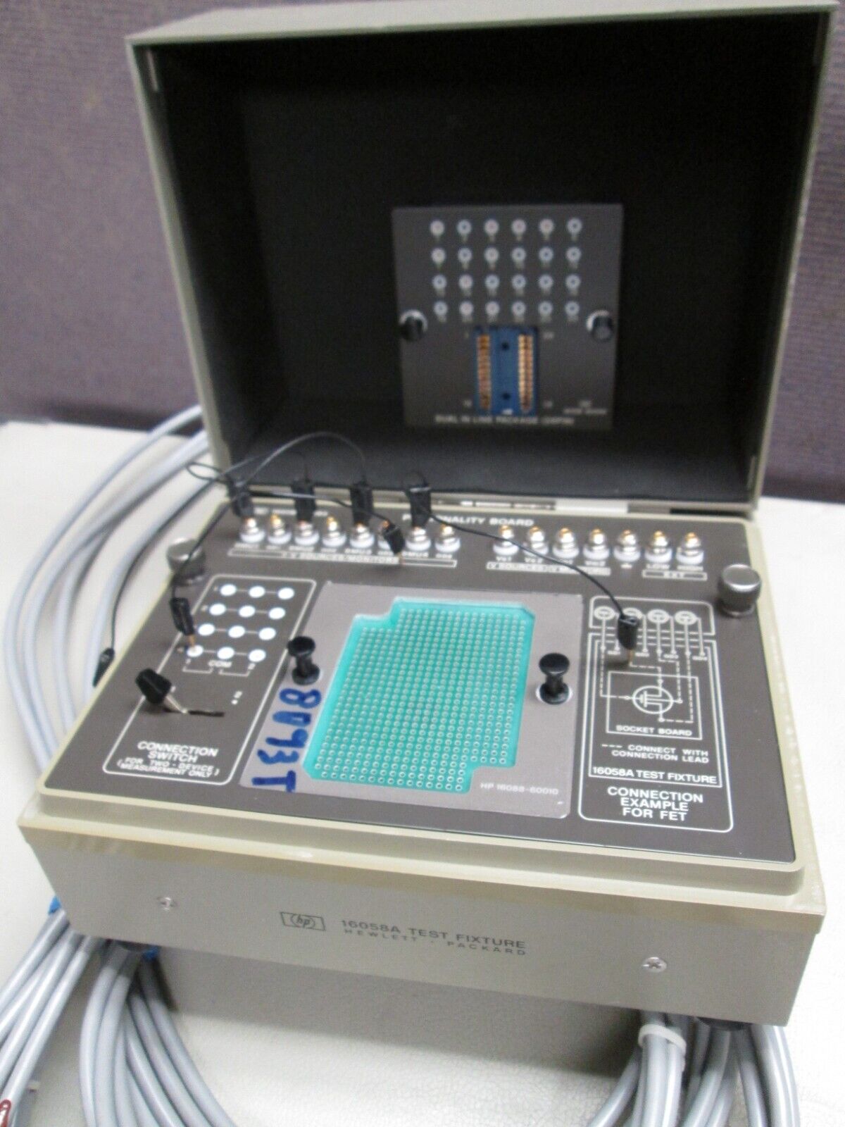 Test fixture for HP 4145 Semiconductor Parameter Analyzer with 4 Triaxial cables