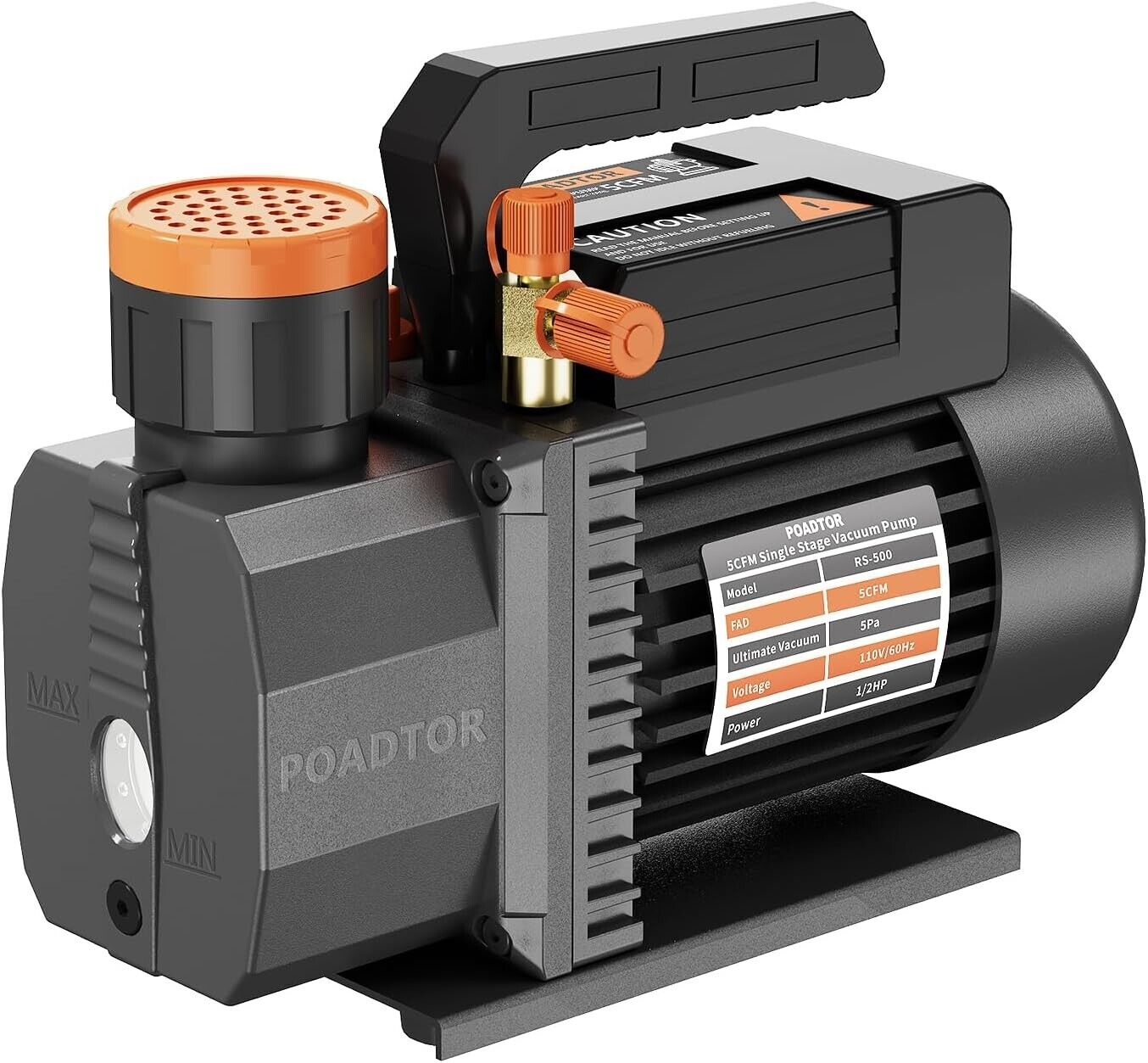 POADTOR 5CFM Vacuum Pump, 1-Stage HVAC Vacuum Pump Kit for R12 R22 R134a R410a