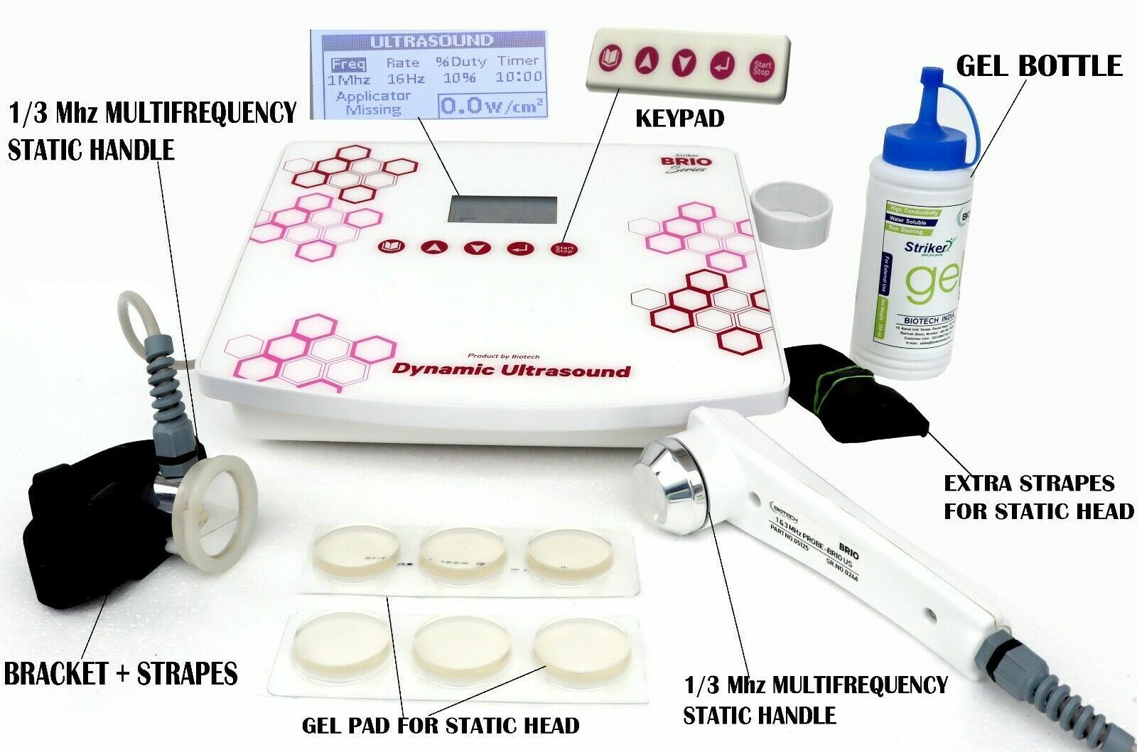 Static Therapy Multi Frequency 1/3 Mhz Ultrasound Therapy Physiotherapy Machine 