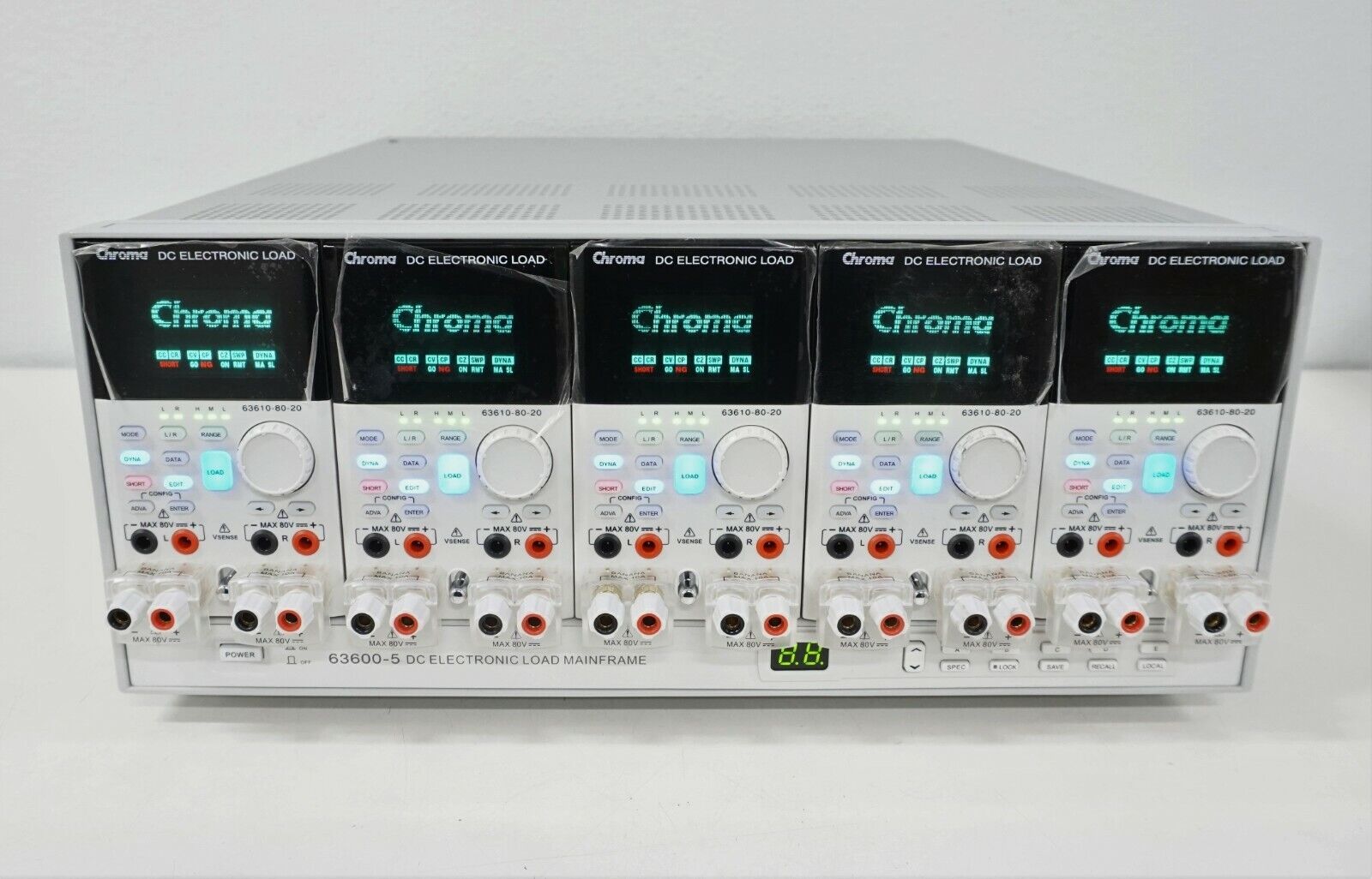 Chroma 63600-5 DC Electronic Load Mainframe & QTY: 5 Chroma 63610-80-20 Modules