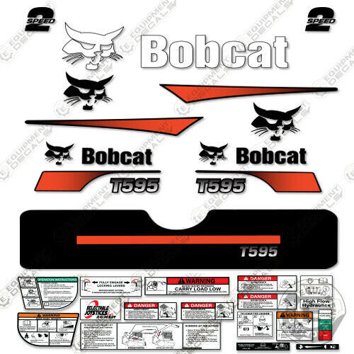 Fits Bobcat T595 Decal Kit Skid Steer (Curved Stripes) - 7 YEAR 3M VINYL