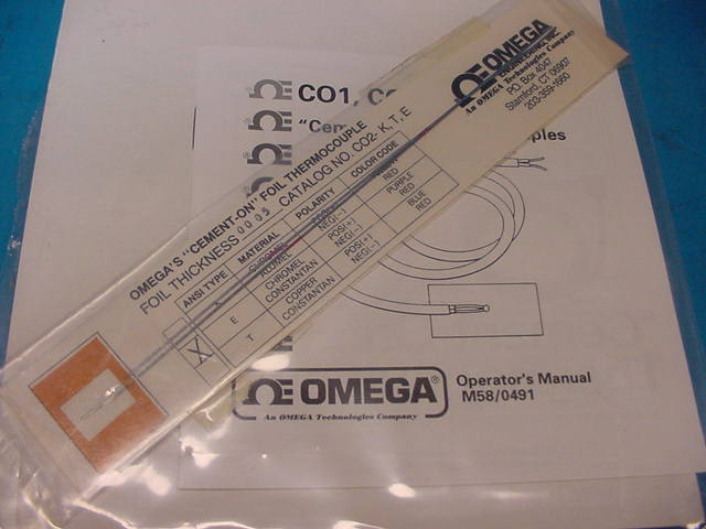 New Omega Cement-On Foil Thermocouple Cat CO2- E ANSI Type E Thickness 0005 