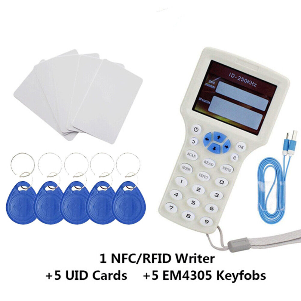 10 Frequency NFC Smart Card Reader Writer RFID Copier Duplicator 125KHz 13.56MHz