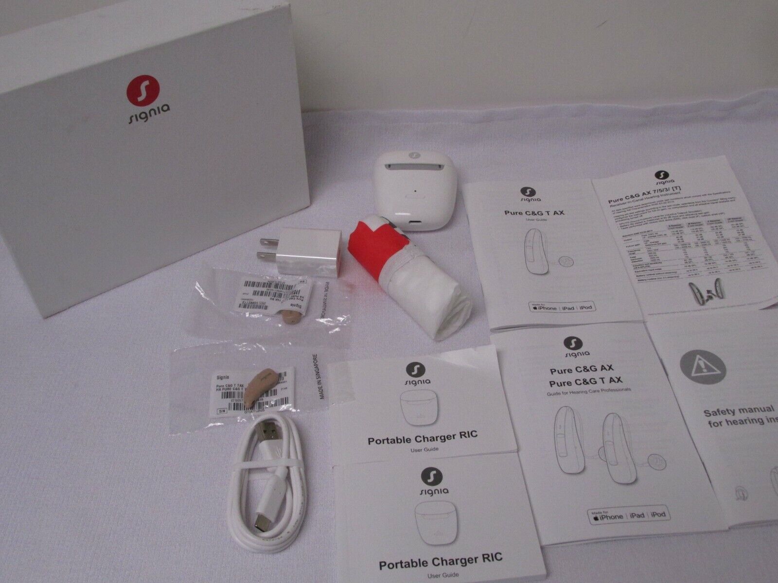 2 SIGNIA PURE 7AX -T CHARGE AND GO W/ T COIL HEARING AIDS 48 CHANNEL NEW OPEN 