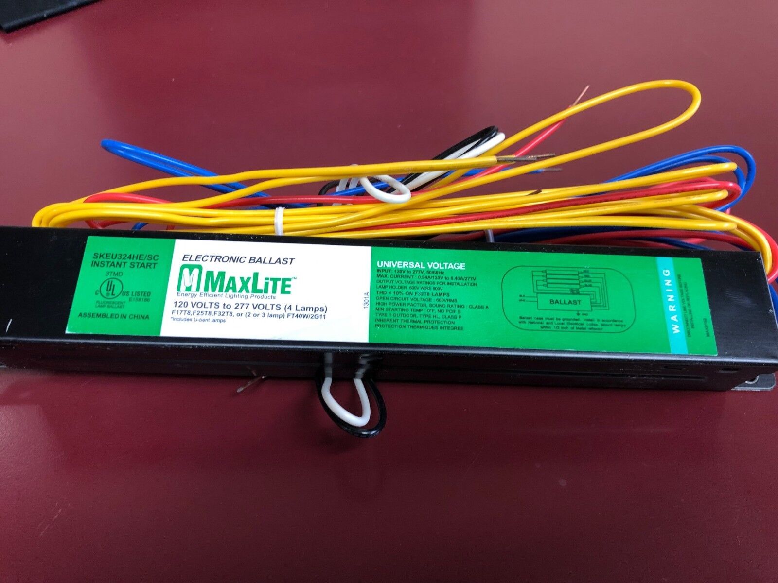 NEW--- MaxLite Fluorescent Ballast: 4 Lamp, 120/277V.  SKEU324HE/SC ---NEW