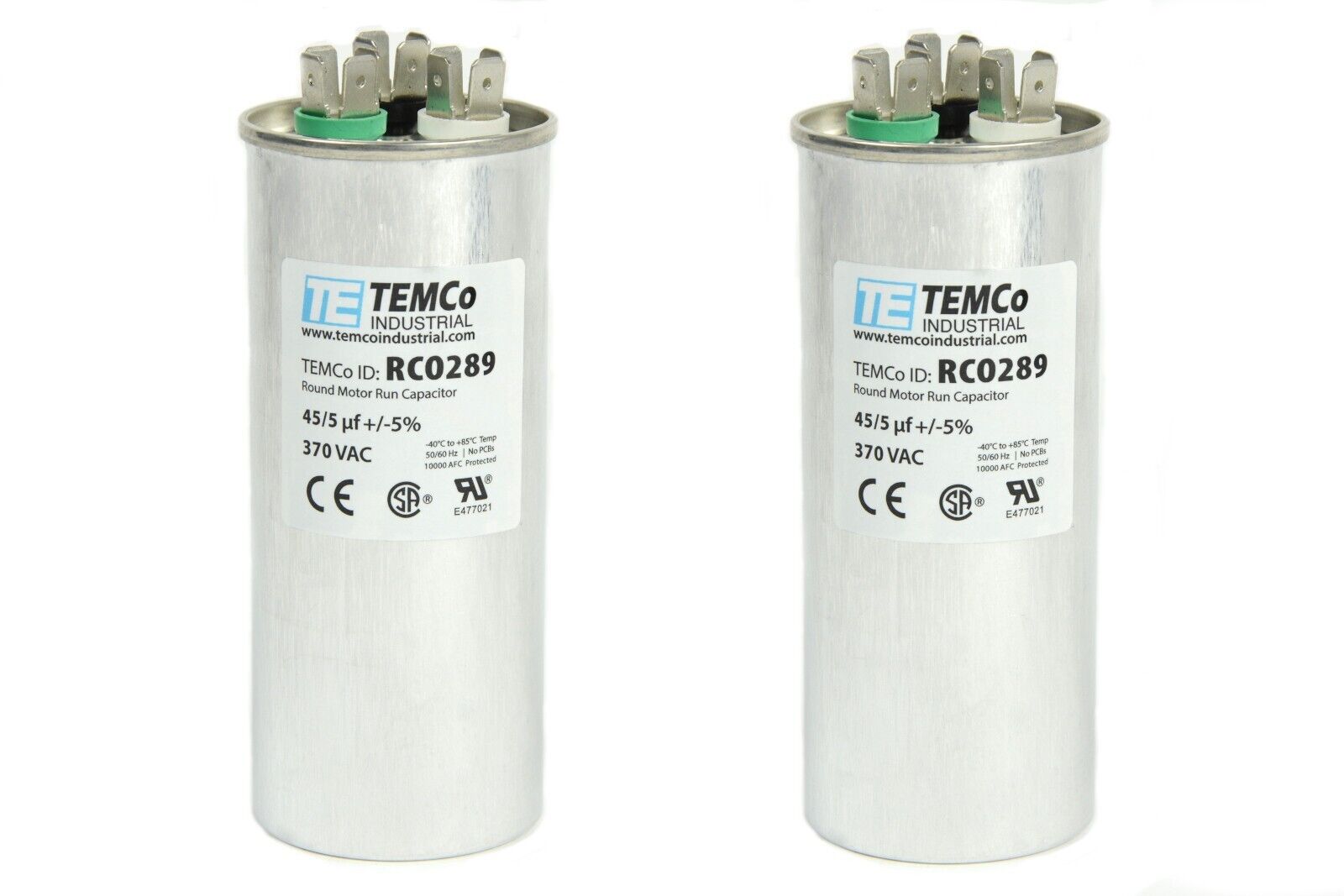 TEMCo 45+5 uf/MFD 370 VAC volts Round Dual Run Capacitor 50/60 Hz -Lot-2