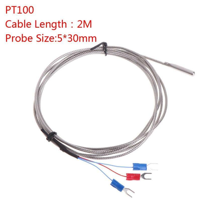 Stainless Steel RTD PT100 Temperature Sensor Thermocouple with 2m 3 Cable Wires