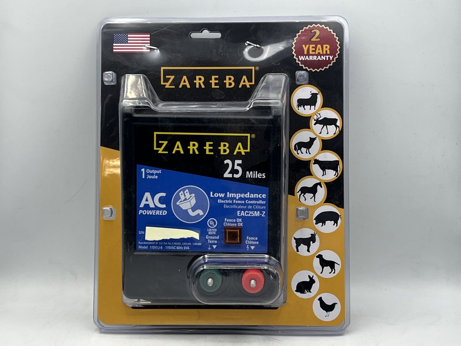 Zareba EAC25MZ Low AC Impedance Electric Fence Charger New Factory Sealed