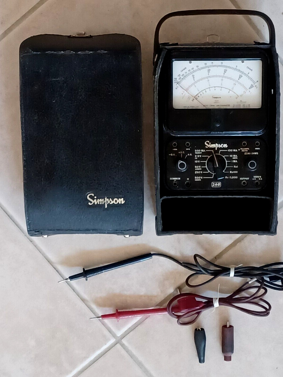 Vintage  Simpson 260® Series 6  Analog - VOM- Multimeter Black with Case- Tested