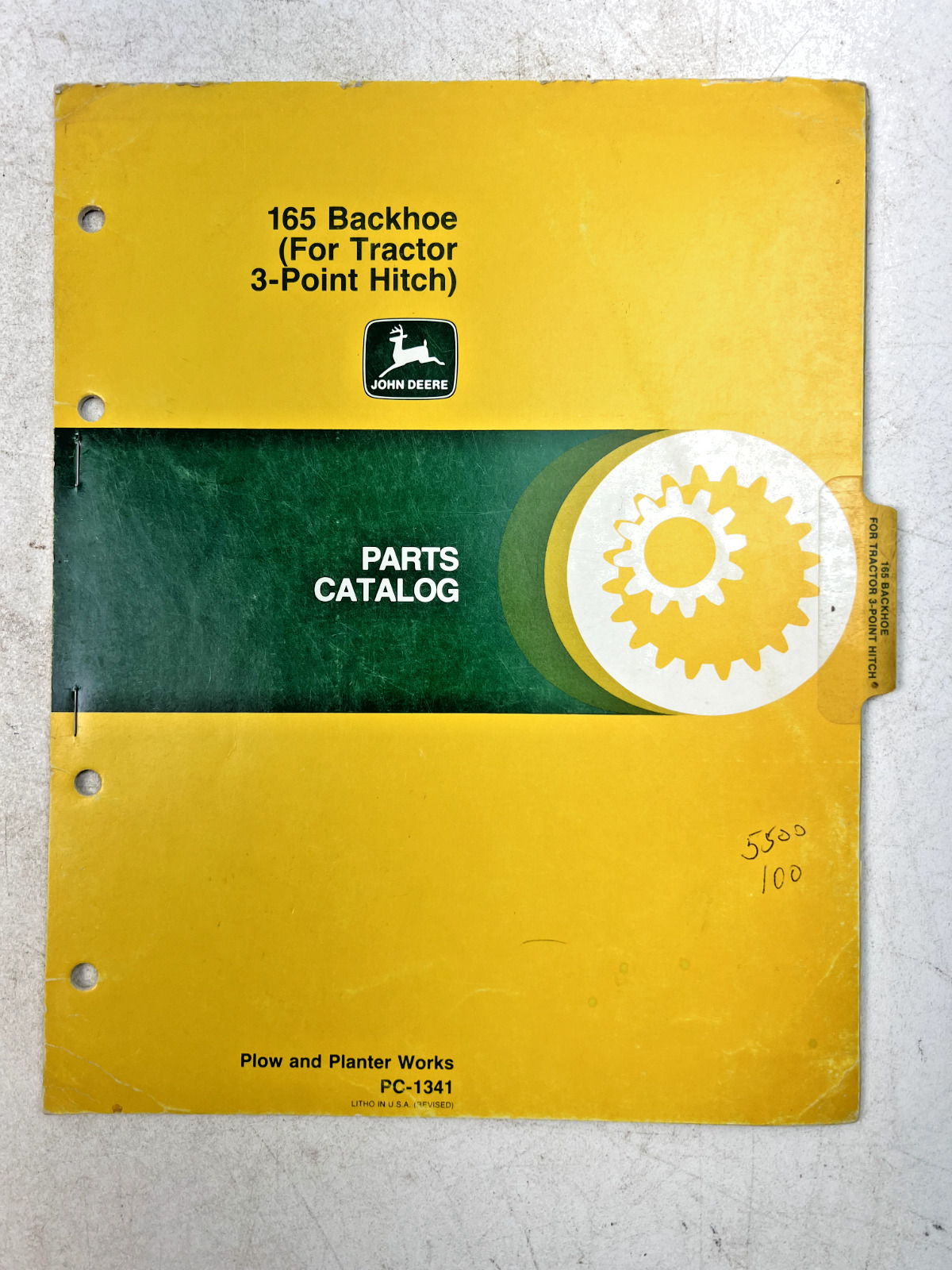 Vintage 1979 John Deere 165 Backhoe (For Tractor 3-Point Hitch) Parts Catalog