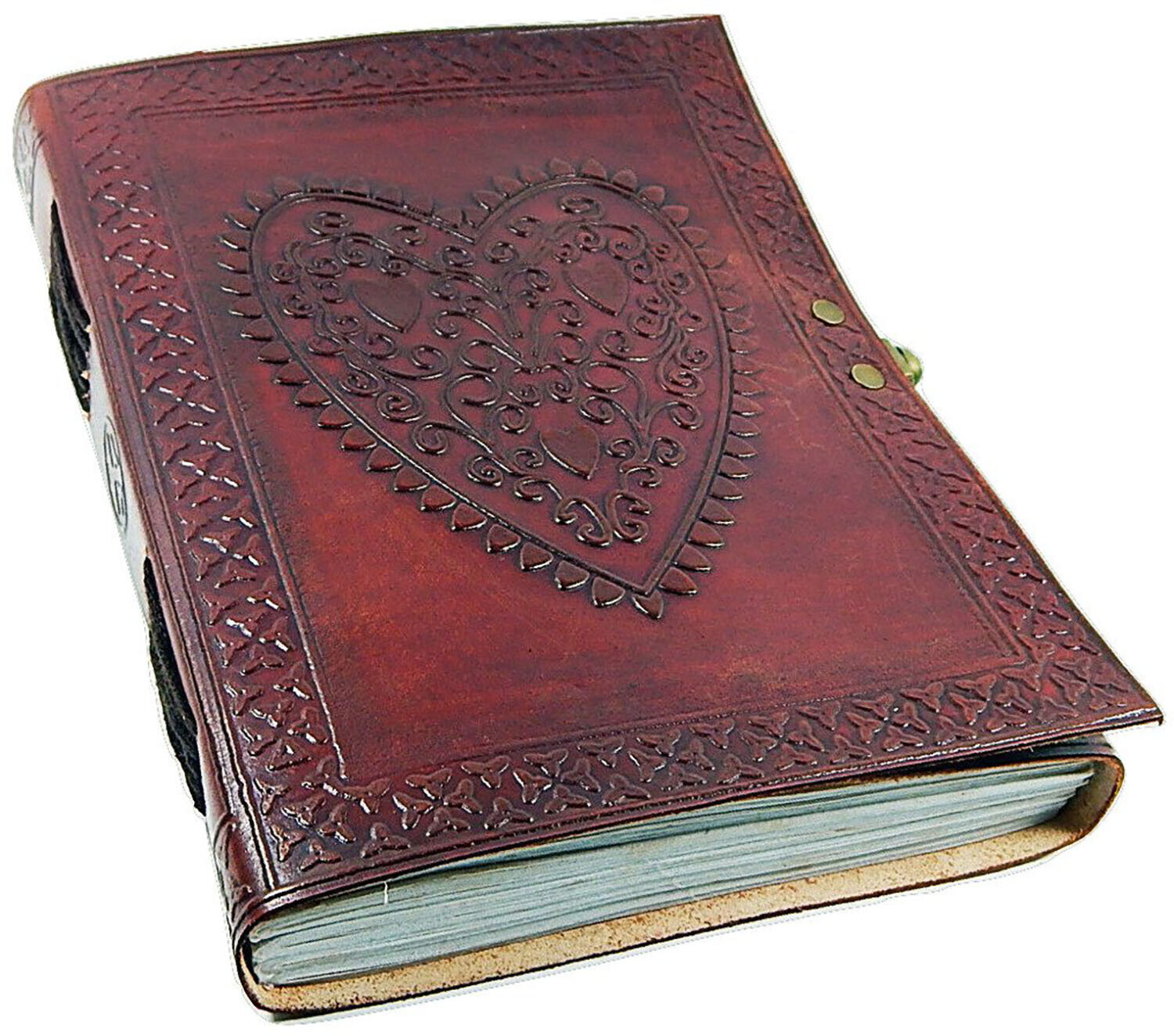 Handmade Paper Bound Vintage Heart Embossed Leather Album Photo Journal Notebook