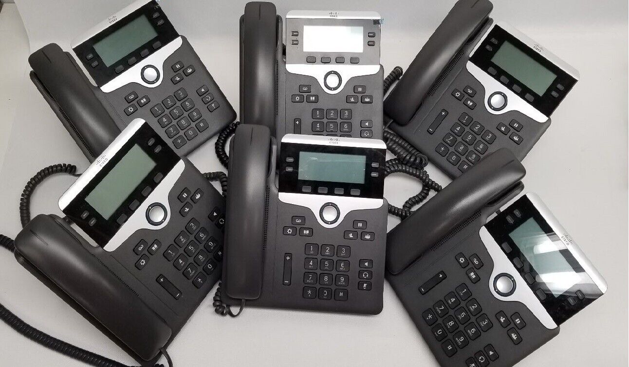 ***GREAT*** LOT OF 6 CISCO CP-7841-K9 (3842-13-1086) VoIP Phone+Handset+Base