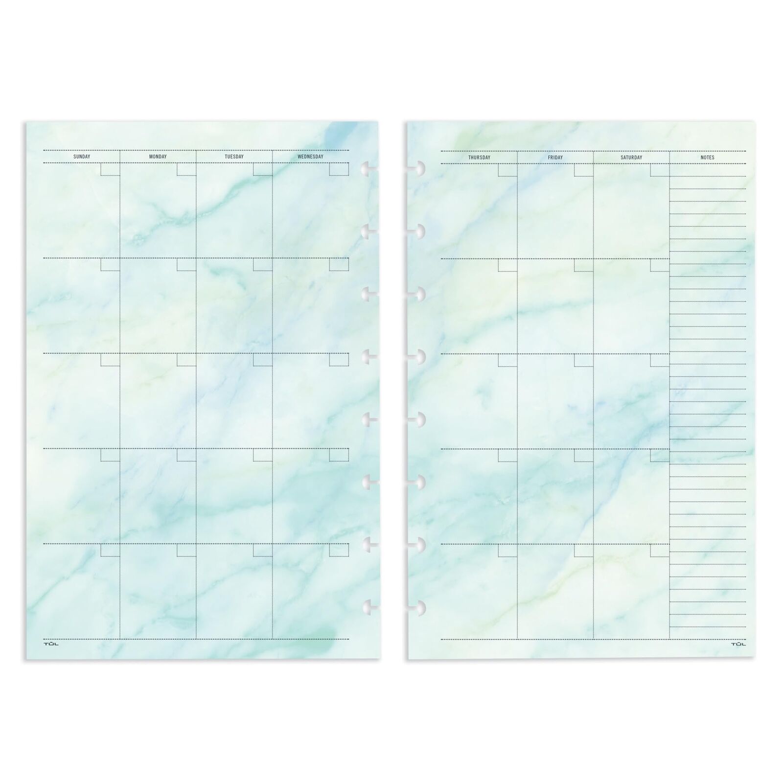 TUL Discbound Undated Weekly/Monthly Refill Pages, Junior Size 68 Sheets, Marble
