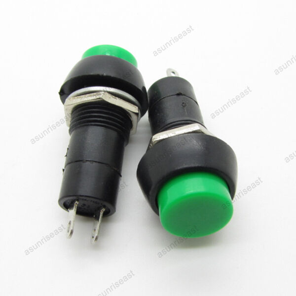 5PCS Green 12mm Push Button Switch Momentary NO Normal Open ON-OFF 2 Pin Round