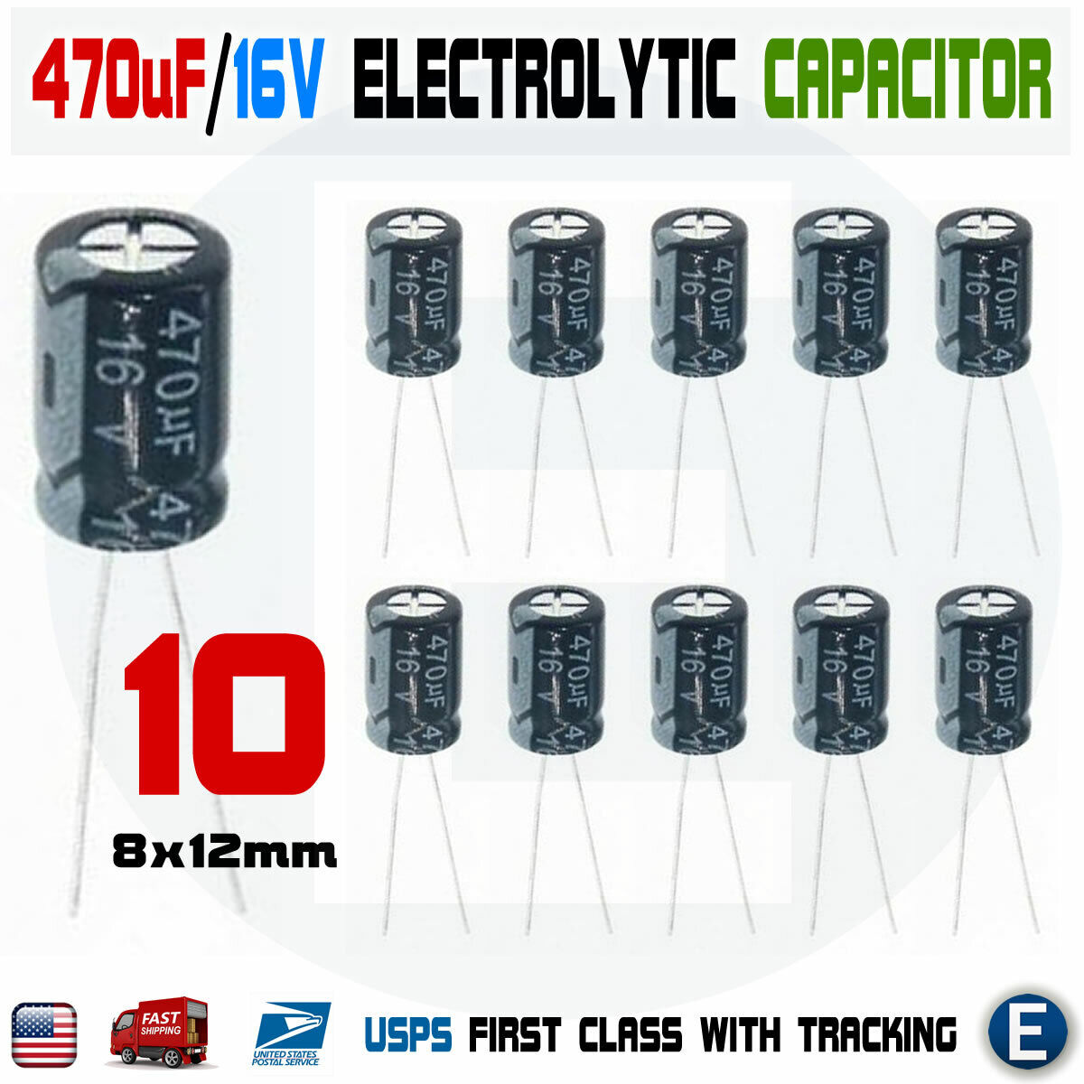 10PCS 470uF 16V 105C Capacitor Electrolytic 8x12mm for 16V 10V 6.3V Aluminum