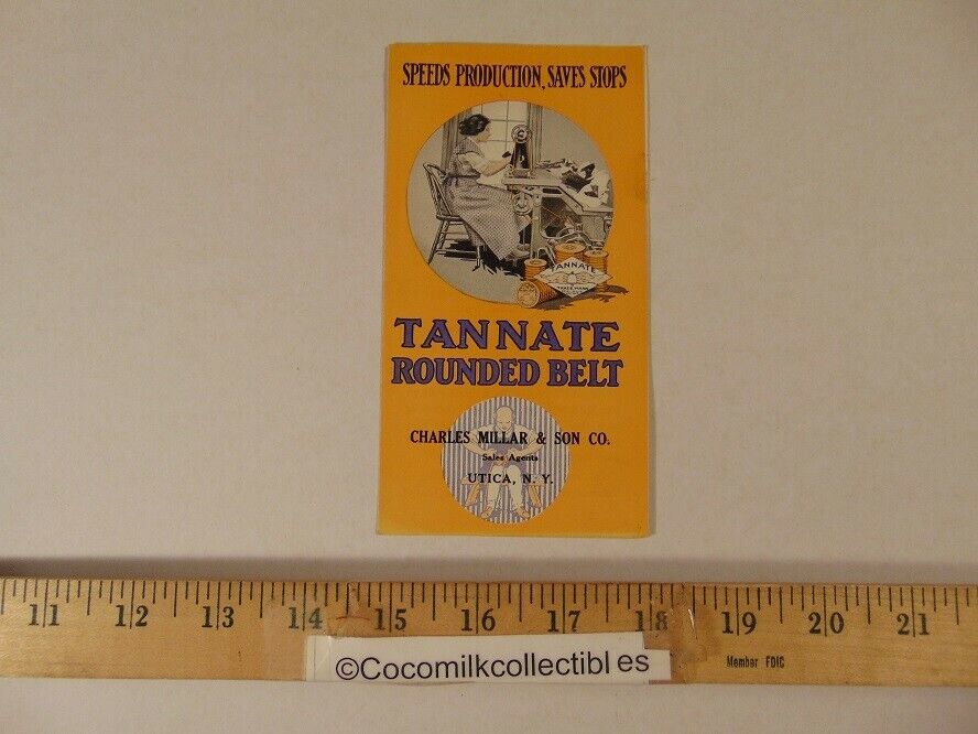  Vintage Charles Millar & Son CO Tannate Rounded Belt Brochure Utica NY