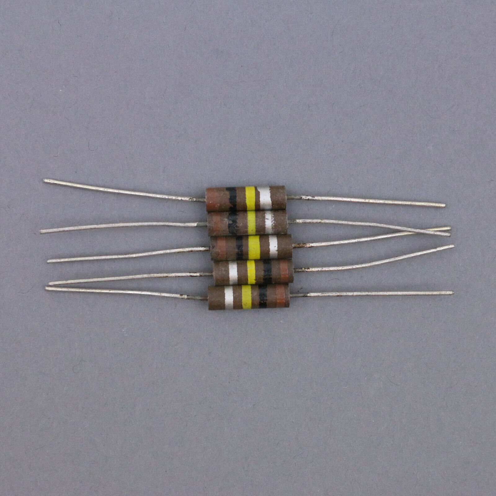 Lot of 5 Vintage Resistor 100K Ohm 1W Watt 10% NOS Carbon Comp TESTED Axial USA