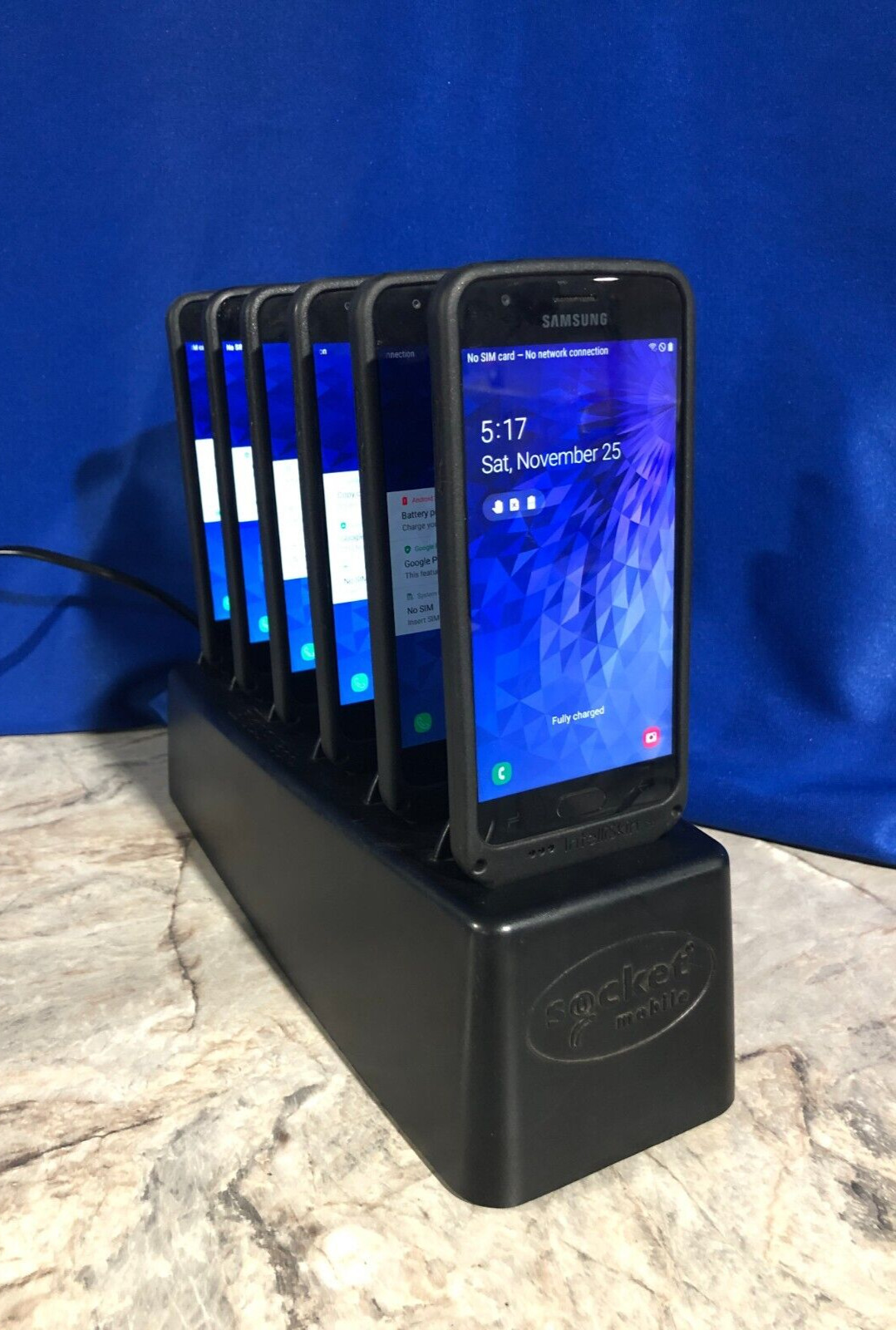 LOT 6x Samsung Galaxy Phone & Socket Mobile Barcode Scanner All Turn On PLS READ