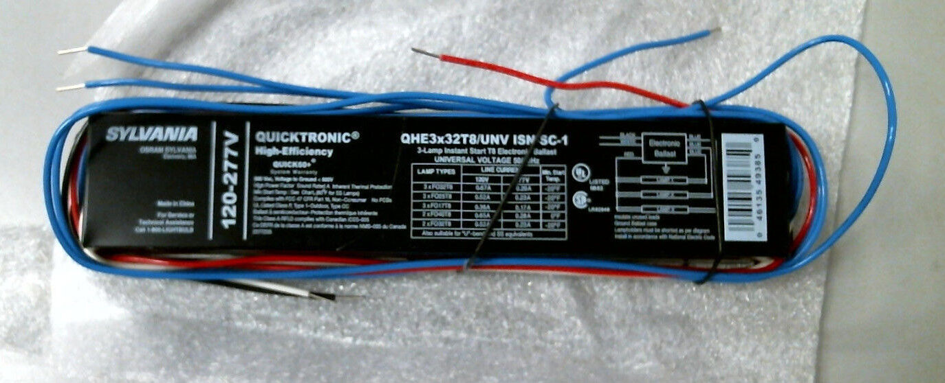 Sylvania QHE3X32T8/UNV ISN-SC-1 Electronic Ballast Universal Voltage 120-277V