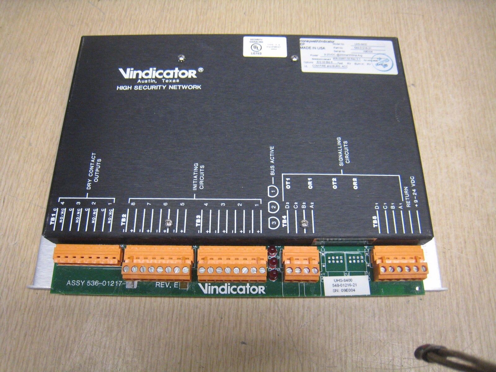 Vindicator UHS-8400 DES-NET 548-01216-21 Encryption Processor Burglar Alarm 24V