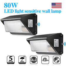 80W LED Wall Pack Light with Dusk-to-Dawn Sensor Outdoor Garden Security / 2 Pcs picture