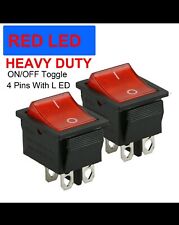 2X On/OFF Toggle Red Led Rocker Switch DPST  4 Pin Snap-In  AC 16A/250V 20A/125V picture