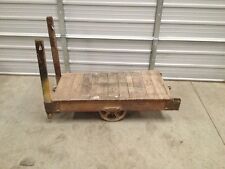 Vintage Antique Industrial Machine Age Wooden Factory Cart Coffee Table casters picture