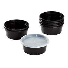 Karat 8 oz Black PP Injection Molded Round Deli Containers with Lids - 240 Sets picture