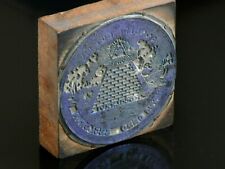 Vtg Novus Ordo Seclorum US SEAL Printing Press Block Stamp Ink Plate Wood Metal picture