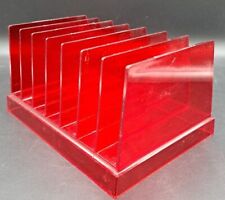 Vintage Rogers Mail Holder Mid Century Modern Clear Red Acrylic Letter Slots picture