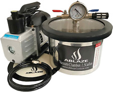 ABLAZE 1.5 Gallon Stainless Steel Vacuum Degassing Chamber and 3 CFM Single Stag picture