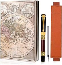 Leather Writing Journal Embossed Old World Map Vintage Hardcover Note Book picture