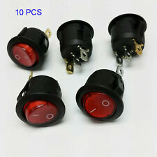10x SPST Red Neon Light On/Off Round Rocker Switch 6A/250V 10A/125V AC picture