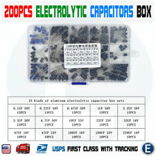 200PCS Electrolytic Capacitor Assortment Kit 0.1uF-220uF 15 Values BOX Arduino picture