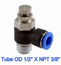 Air Flow Control Valve Tube OD 1/2 X NPT 3/8 Pneumatic Push In Fitting 5 Pieces picture